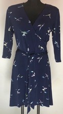Leota Bracelet Sleeve Mini Wrap Dress Color Splash Blue Print USA XLarge XL