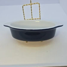 LODGE Navy Blue Oval Mini Casserole Dish 7½" X 4½" EUC 
