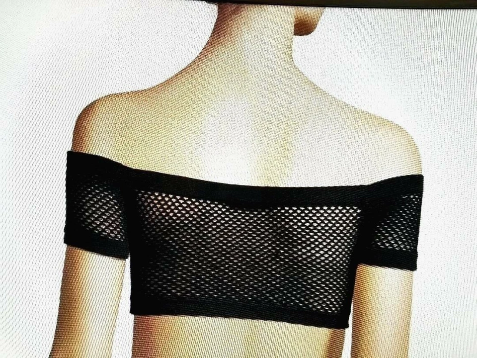 Bralette corto de ganchillo sin costuras negro Flirtitude talla L Foto 2 de 2