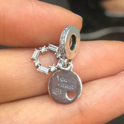 NEW Genuine Pandora Ice Carving Hanging Charm 797553CZ You Melt My Heart Love 