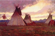 Maynard Dixon Teepees at Sunset 1919 17"x 22" Archival Art Print