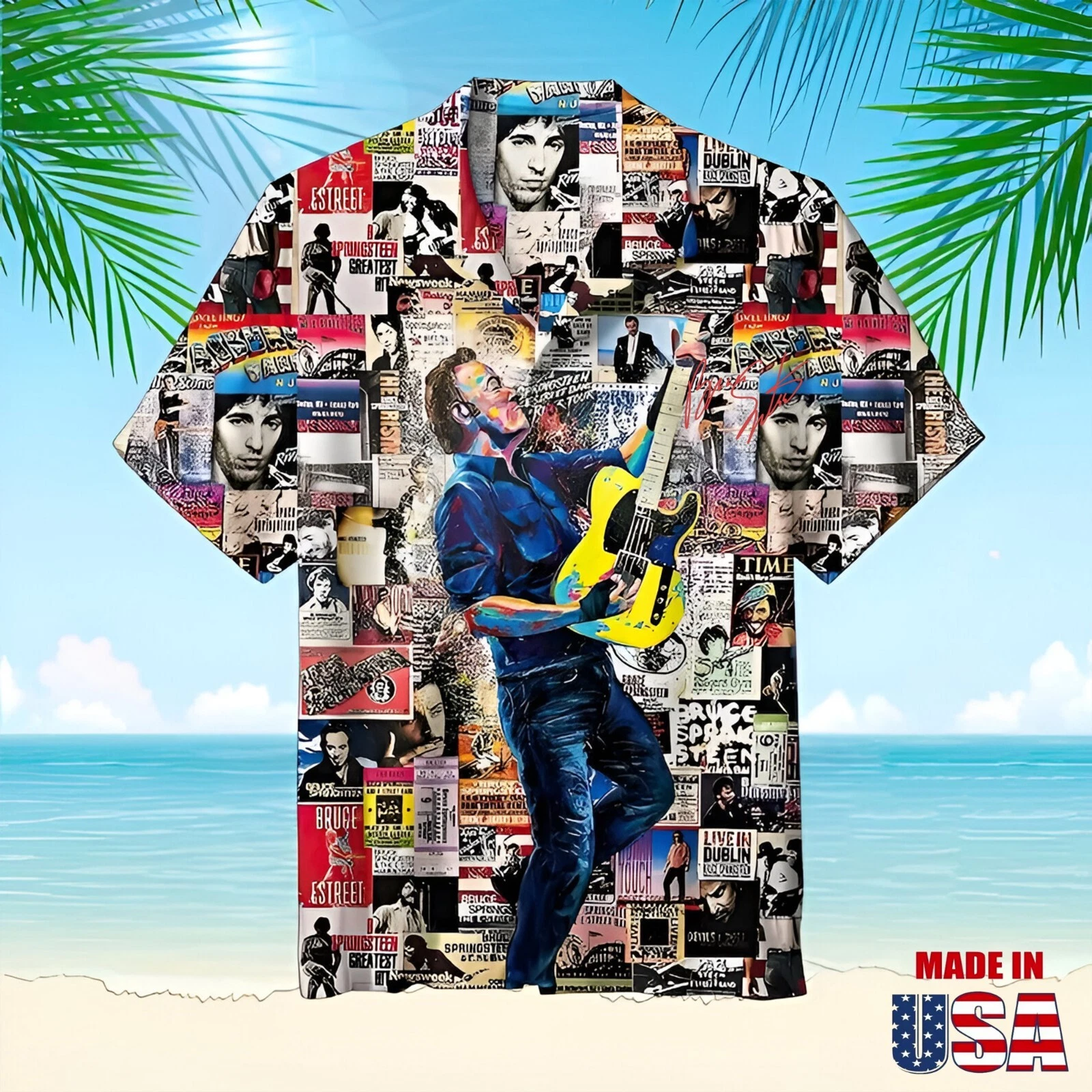 FREESHIP Bruce Springsteen 3D Shirt, Button Down Full Size