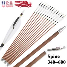 12X 31'' Archery Pure Carbon Arrow SP340-600 3pcs 5'' Turkey Feather Shooting