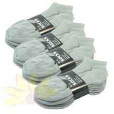 3 Pairs Gray Ankle Quarter Crew Men Cushioned Socks Cotton Low Cut