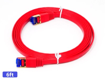CAT 7 High-Speed Ethernet Cable - Red, Flat