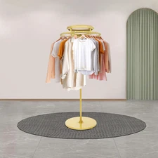 Round Clothing Rack, Clothes Display Rack, Rotatable Garment Rack Gold