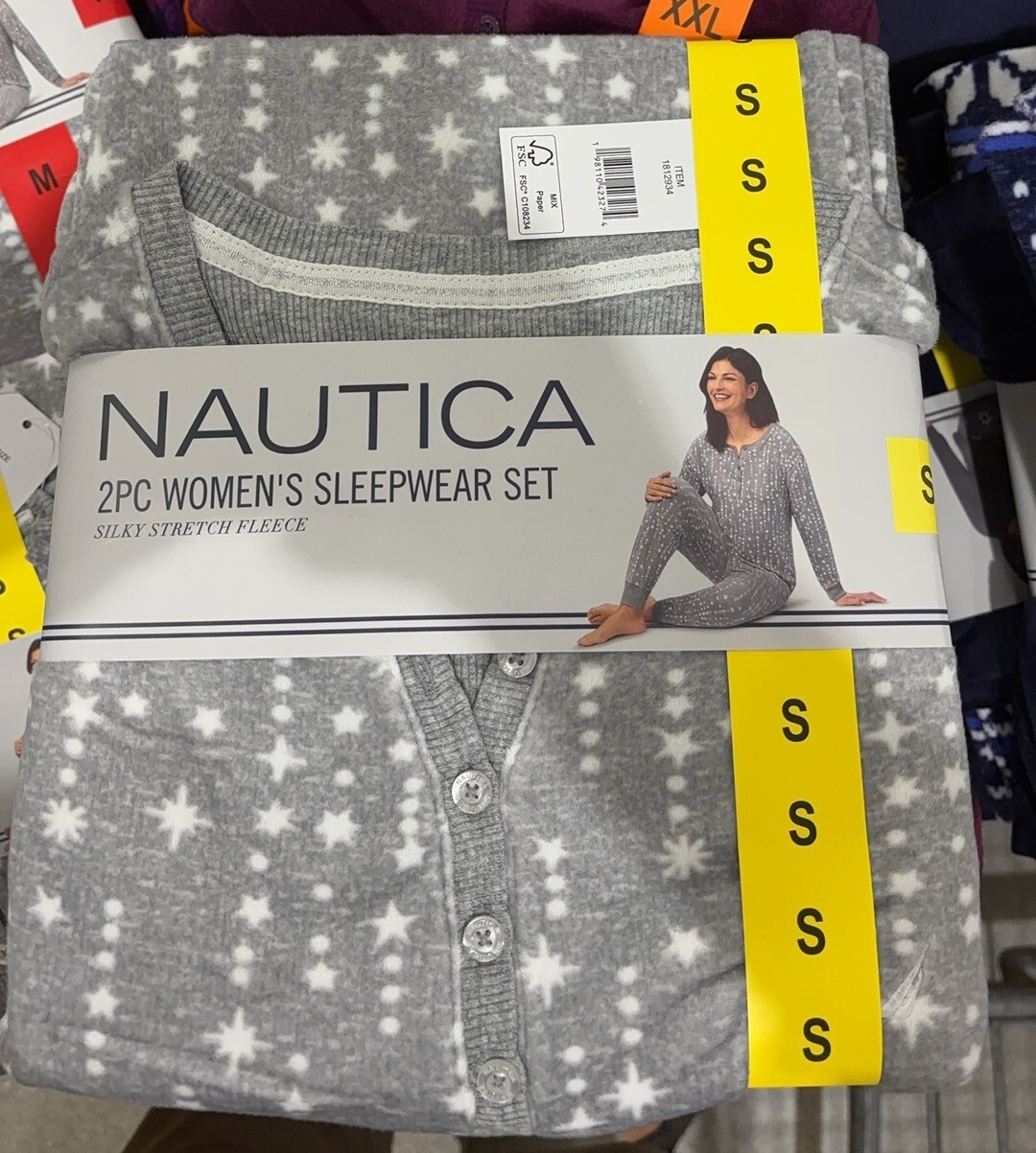 Nautica 2PC Women's Silky Stretch Fleece Sleepwear Set- Purple/Blue/Grey XS-XXL image 3