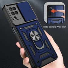 For Samsung Galaxy A54 Case Slide Camera Armor Ring Stand Cover+Screen Protector