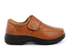 Image of Mens Touch Fastening Shoes Mens Casual Shoes Work Comfort Tan Shoes Size