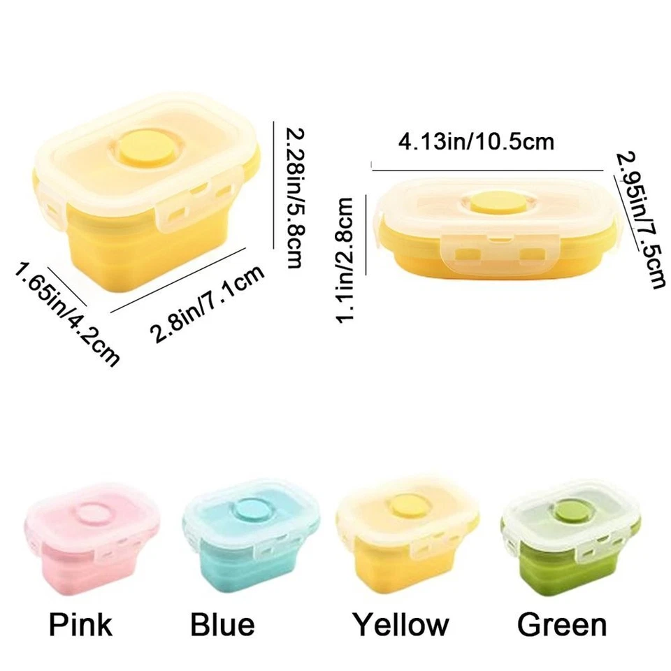 4pcs Mini Silicone Food Storage Container Kids Snack Container Collapsible Box - Image 4 of 4