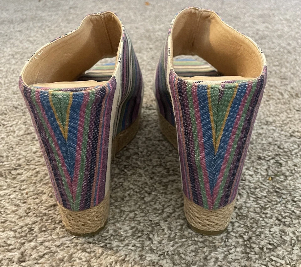 Zapato Sandalia Plataforma Cuña Sigue Continuando Z Colorido Rayas Lavandería 9 40 Foto 3 de 3