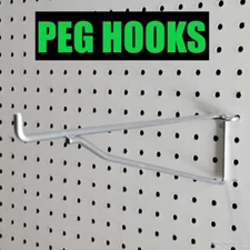 (25 PACK) PEG HOOK SHELF BRACKETS 1/8" 1/4" Metal Various Lengths