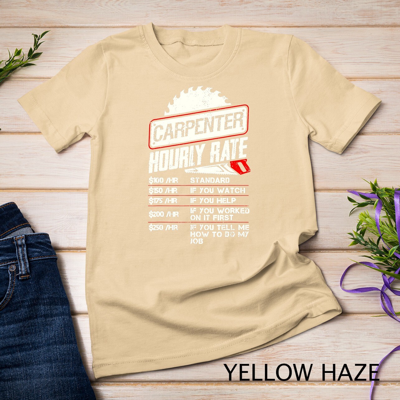 Carpenter Hourly Rate Funny Woodworking Gift for Carpenters Unisex T ...