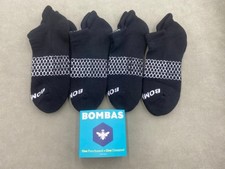 4 Pairs Size M Bombas Midweight Honeycomb Women's Black Classic Ankle Sock