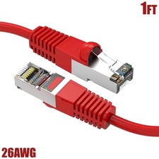 1Ft Cat5E RJ45 LAN Network Ethernet Router FTP Shielded Patch Molded Cable Red