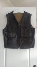 Herren Lederweste Weste Leder Biker Gr L 54 dunkelbraun derb besonders