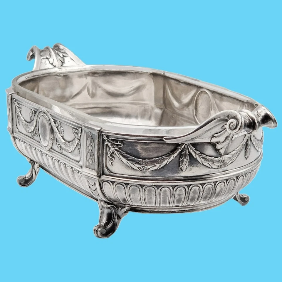 centrotavolo da giardino argento impero napoleonico decorazione ghirlande pal... - Immagine 3 di 4