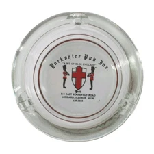 Vintage Clear Glass Marketing Ashtray Yorkshire Pub Inc. Lombard Illinois IL