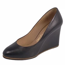 Salvatore Ferragamo PUMPS Wedge Sole Leather Shoes 8.5c (26cm) Black Used MOLO-0