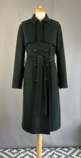 Hobbs Green wool blend Long Military Trench Coat UK 14