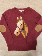 Hope & Henry Sweater Maroon Horse Elbow Patches Size M Organic Cotton NWOT