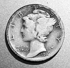 1916-S  Mercury Silver Dime Circulated NO Damage S+H $.74 USA
