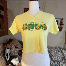 Yellow Fruit Graphic Hawaii Vintage Made in the USA 90s Crop Top 