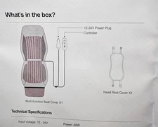 Heated Massager Car Seat Cover Back Full Body Chair Pad- New in Open Box!