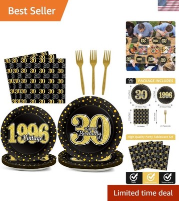 96PCS 30th Theme Birthday Party Tableware Vintage 1996 Party Supplies 30  Old...