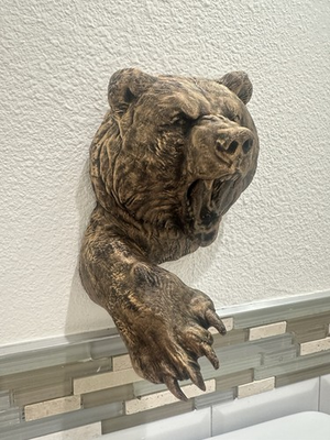 #ad Grizzly Bear Head 8x7x5 Wall Mount Hanging Sculpture Cabin Lake House Decor Art $40.49