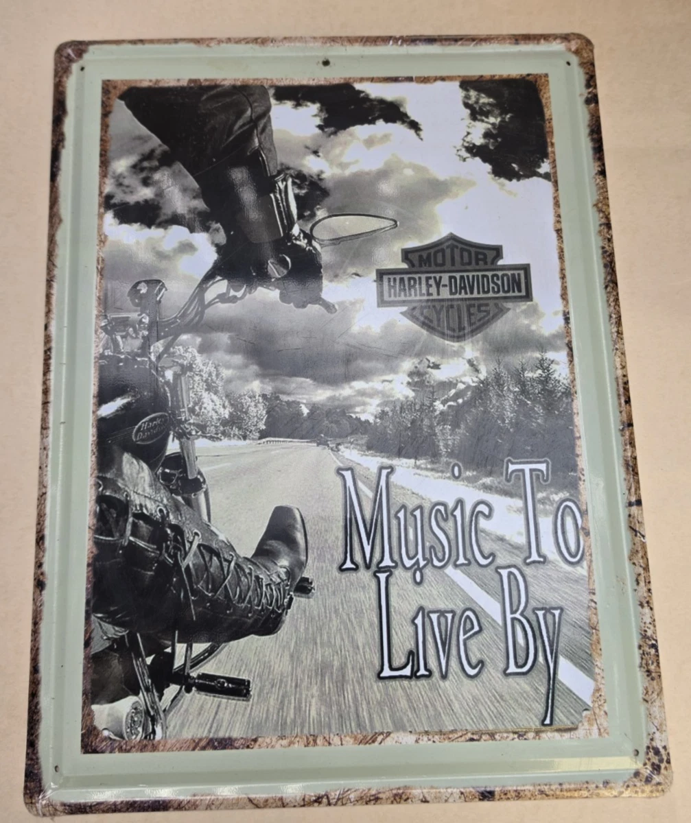 HARLEY-DAVIDSON MOTOR CYCLES  MUSIC TO LIVE BY  Metal Sign Vintage Tin Shed