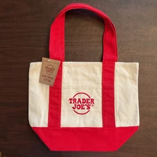 Trader Joe's Mini Canvas Tote Bag - Red New with Tag