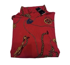 Lauren Ralph Lauren Women's Belting-Print Stretch Jersey Turtleneck Red 2X NWT