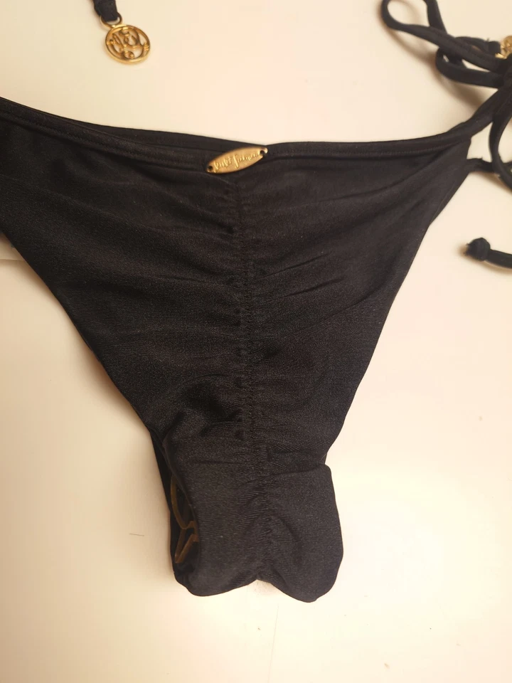 NWT Black Cosita Buena LULI FAMA Swim Suit Bottom M ? Ruched Seamless Brazilian - Image 4 of 4