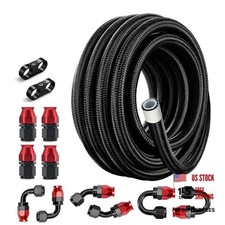PTFE Fuel Line Kit,E85 Nylon Braided Fuel Hose 20FT AN6 PTFE 6AN Black Red