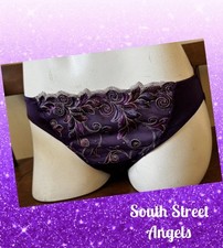 VINTAGE SOMA BLACKBERRY/GOLD SPECIAL EDITION SENSUOUS LACE BIKINI PANTIES MEDIUM
