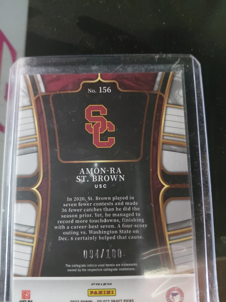 2023 Panini Select  - Field Level Amon-Ra St. Brown #156 gold Squares  - Image 3 of 3