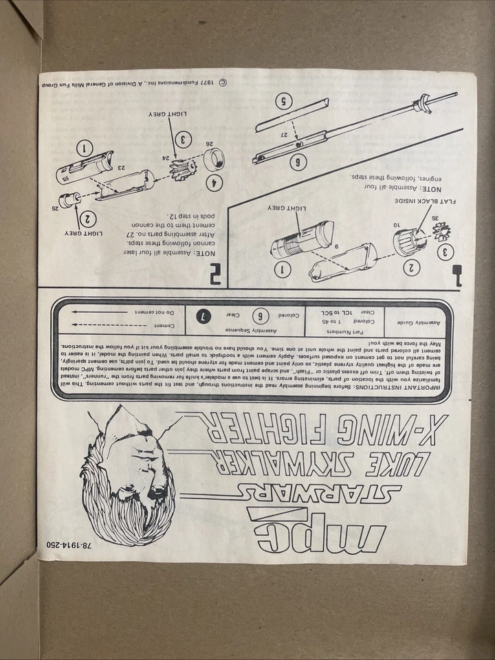 The Authentic Luke Skywalker X-Wing Fighter - MPC Kit#1-1914 - 1977 - Bad Decals - Image 4 of 4