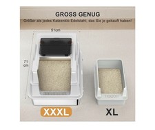 MIXJOY XXXL Stainless Steel Cat Litter Tray, Cat Litter Box VERY BIG