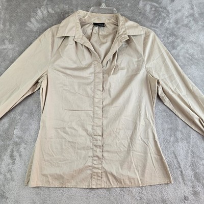 Soaked In Luxury Shirt Womens Small Tan Long Sleeve Collared Office Career