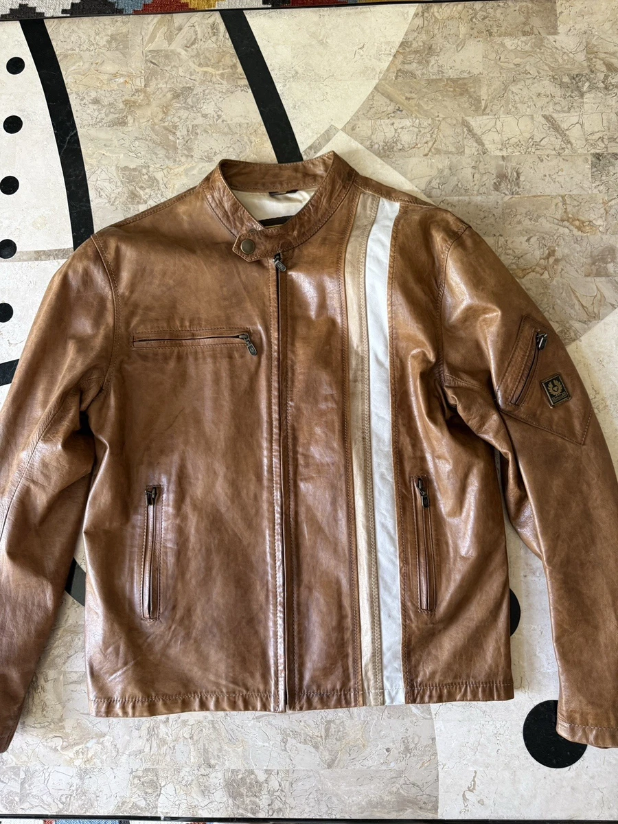 Belstaff Brown Leather Motorcycle Jacket Worn a few... - Depop