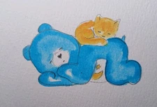 Aceo Mixed Media Aart Card Care Bear