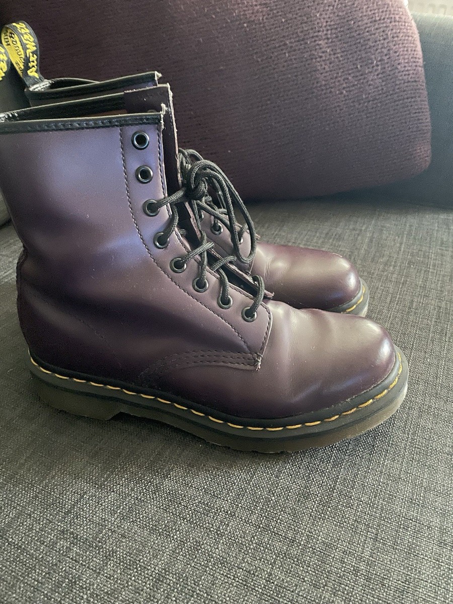Doc Martens 1460 Smooth Purple Hole Leather Boots Uk5/38 VGC