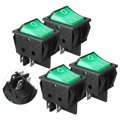 4pcs Mini 4P DPST Snap in Plastic Car Rocker Switch Lamp AC 250V 16A