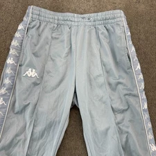 VTG Kappa Pants Mens Medium Blue Stripe Logo Cuffed Jogger Activewear 90s