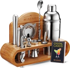 Mixology Bartender Kit with Stand - 19 Piece Bar Set Cocktail Shaker Set, Drink 