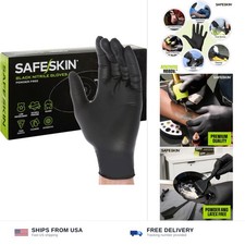 SAFESKIN Black Nitrile Disposable Gloves Powder Free Latex Free Tattoo, Food ...