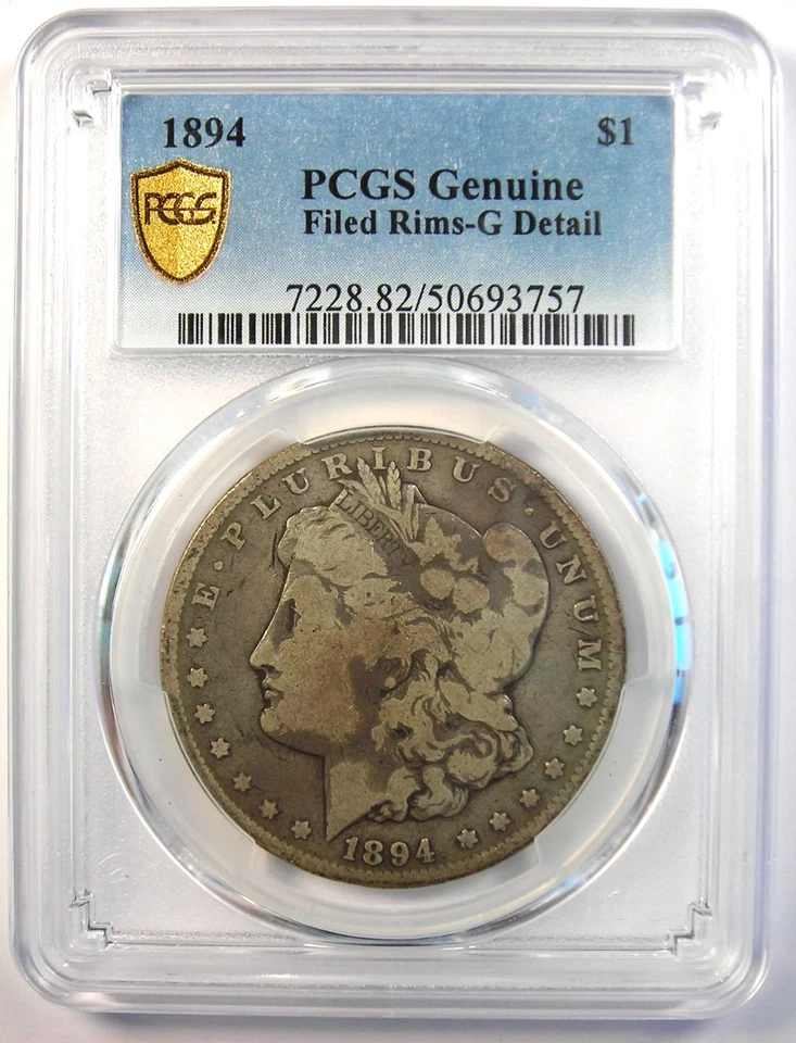 Moneda de 1 dólar de plata Morgan 1894-P 1894. Certificado PCGS Buen Detalle - Fecha Rara Foto 2 de 4