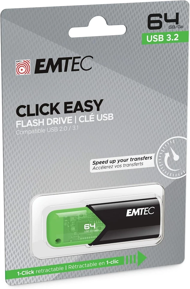 Emtec Click Easy B110 USB 3.0 Flash Drive 64 GB Green - Image 2 of 4
