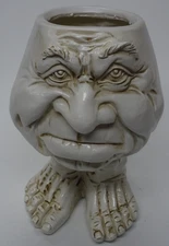 Muggly Head Grumpy Whimsical Indoor Garden Flower Pot Funny Face Planter 6"Tall